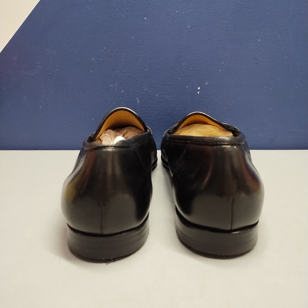 Santoni Black Leather Penny Loafers - Picture 5 of 16